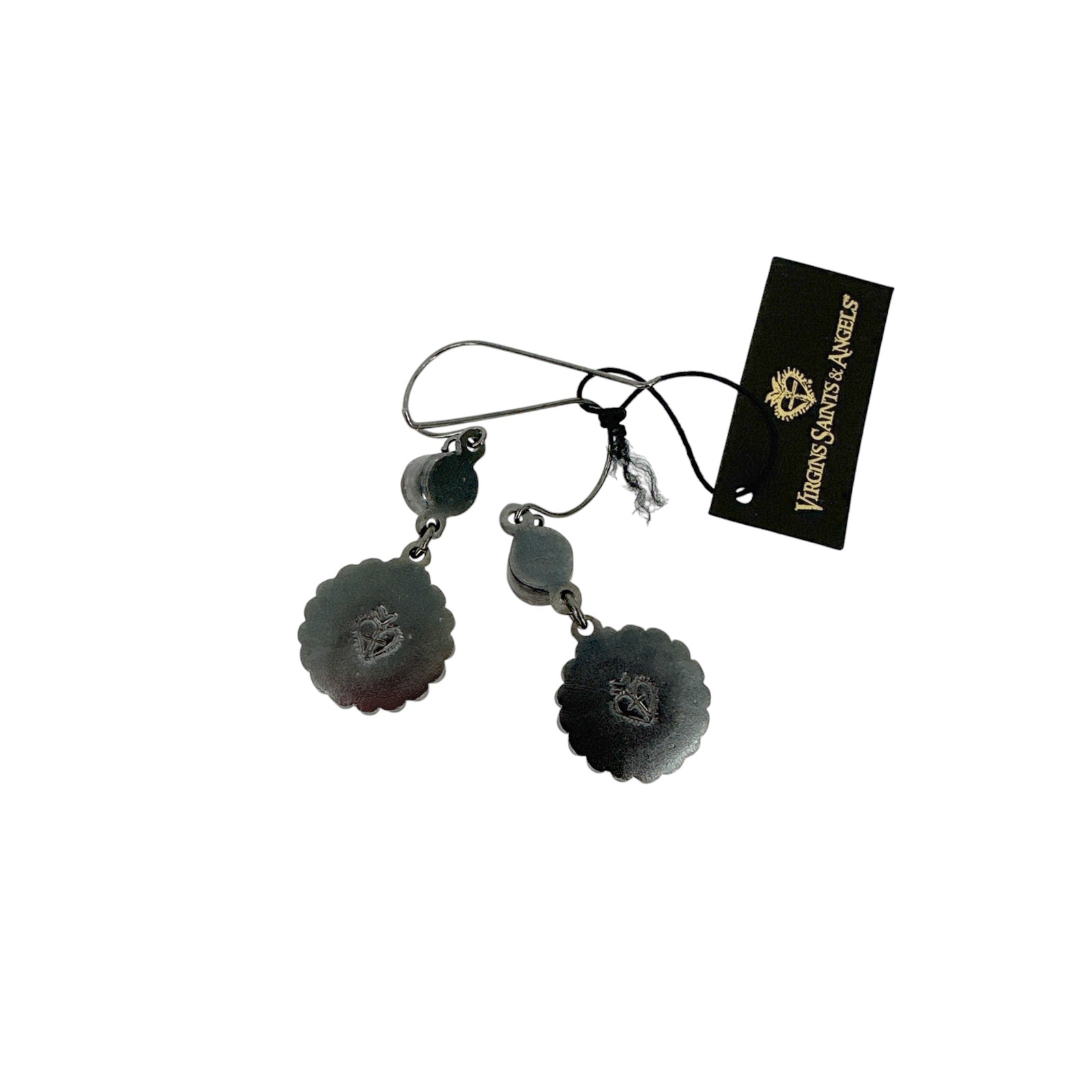 Virgins Saints & Angels Vsa Magdalena Sacred Heart Earrings Gunmetal White Opal — image 2 of 4
